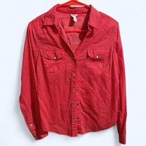 Forever 21 Red Polka Dot Button Down Shirt